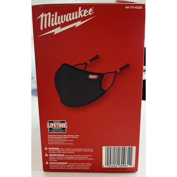Milwaukee 48-73-4239 -Black Reusable Performance Face Mask 10 Pack Large/X-Large - Picture 3 of 5